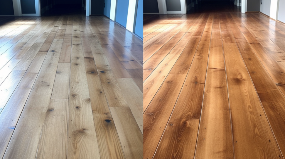 foto de suelo de madera antes y despues de la limpioeza lacasaverde.net