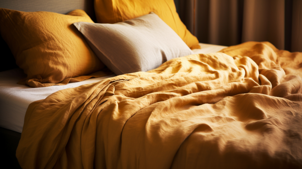 sábanas de lino en una cama para lacasaverde.net