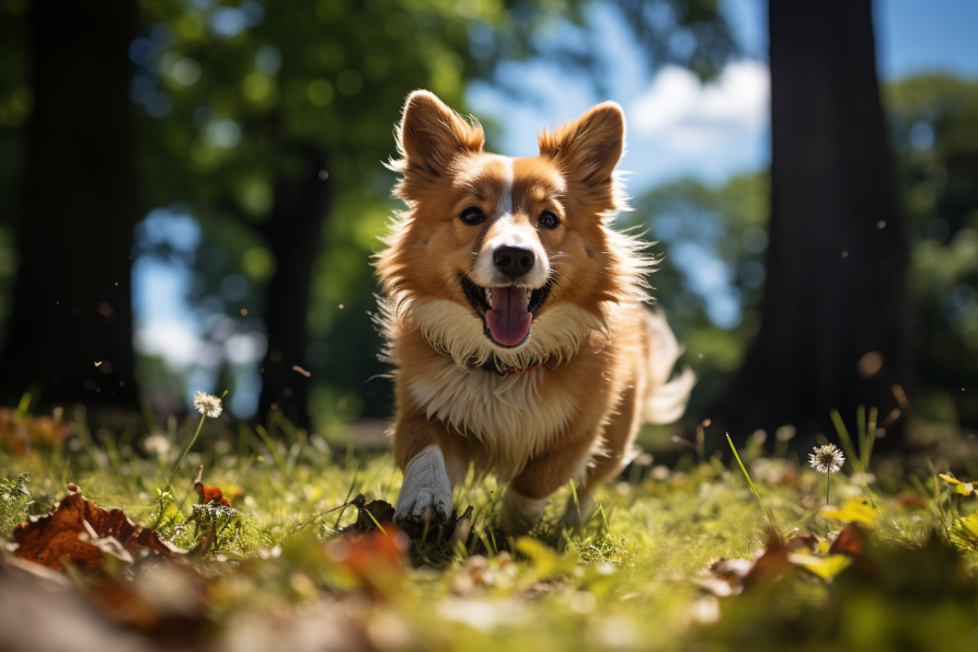 perro corriendo por parque entre arboles y sombras lacasaverde.net